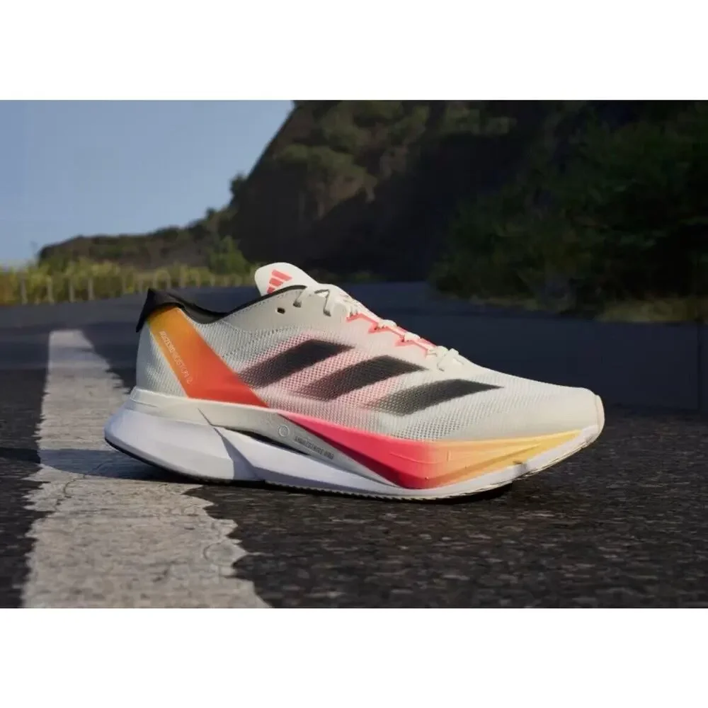 Adidas Adizero Boston Off White Black Solar Red Race Shoes IG3320 Mens 12 - Picture 1 of 10